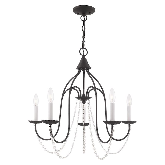 Livex Lighting Alessia 5-Light Matte Black Traditional Damp Rated Chandelier