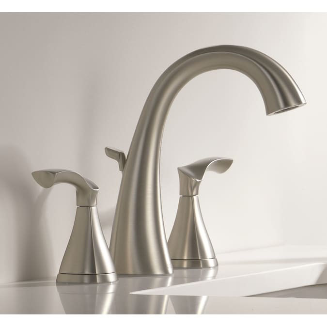 Delta Sandover Spotshield Brushed Nickel Widespread 2-Handle WaterSense Bathroom Sink Faucet with Drain