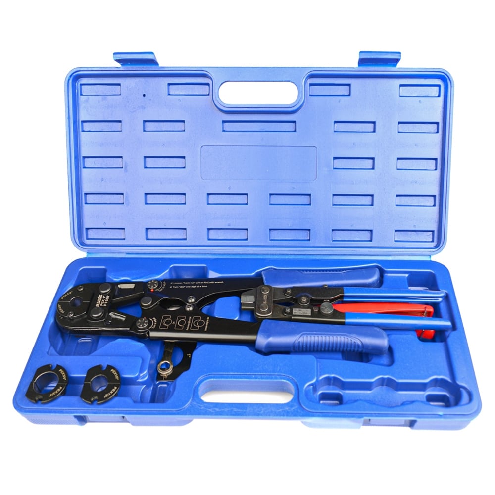 PEX Crimper. Copper Pipe Crimping Tool Kit with 3/8. 1/2. 3/4. 1-in Quick Change Jaws