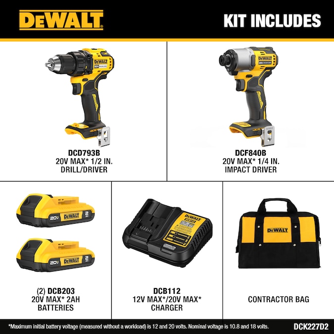 DEWALT 20V MAX 2-Tool Brushless Power Tool Combo Kit with Soft Case (2-Batteries and Charger Included) - Image 2