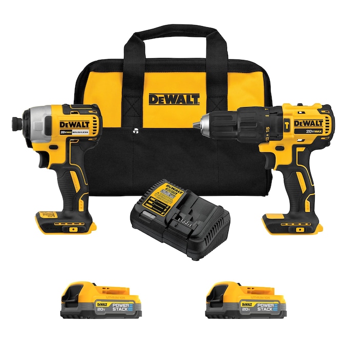 DEWALT 20V MAX POWERSTACK 2-Tool Combo Kit with 2 Batteries, Charger and Tool Bag