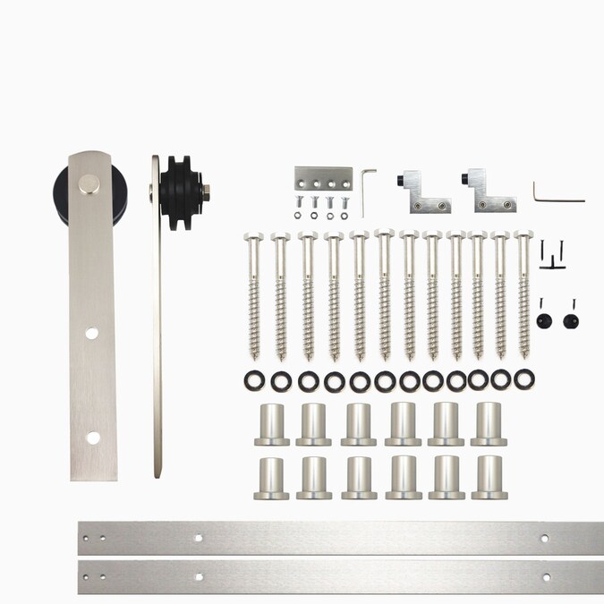 HOMACER 192-in Brushed Nickel Indoor I-strap Single Barn Door Hardware Kit