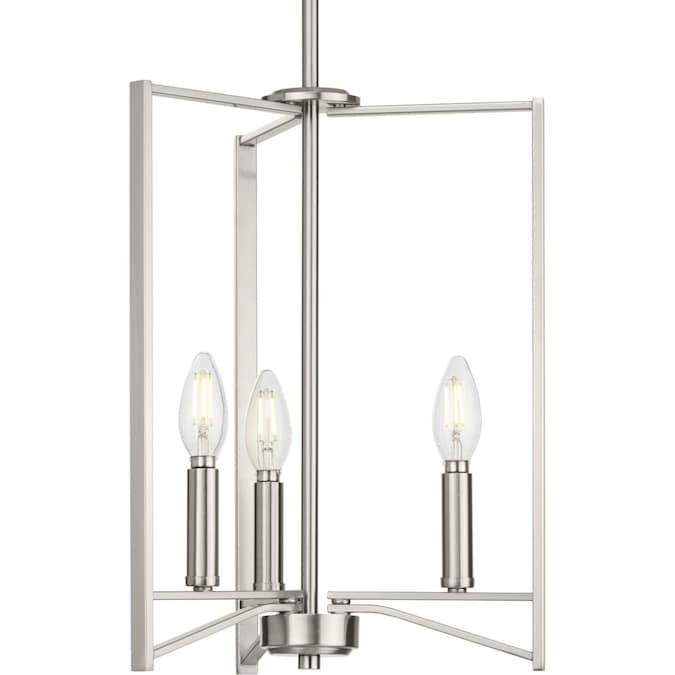 Progress Lighting Roxobel 3-Light Brushed Nickel Modern/Contemporary Square Medium Hanging Pendant Light