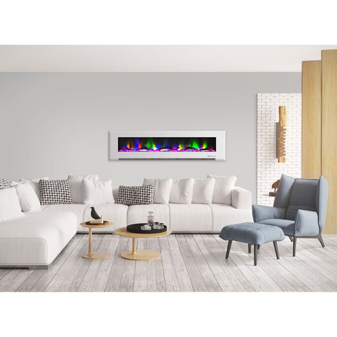 Cambridge 78-in W White Fan-forced Wall-mount Electric Fireplace with Remote Control Included - Image 7