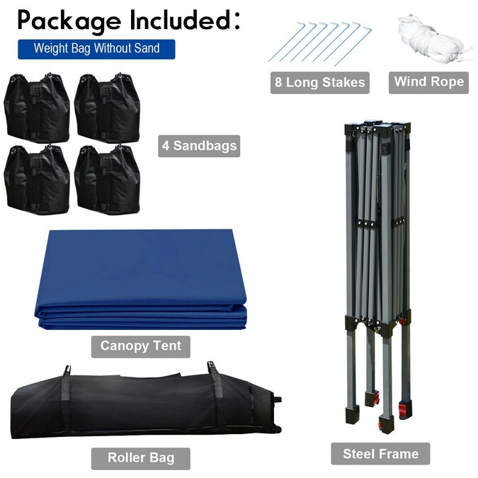 Clihome 8-ft x 8-ft Square Blue Pop-up Canopy - Image 6