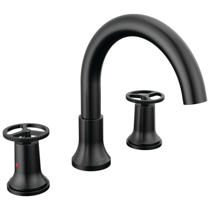 Delta Trinsic Matte Black 2-handle Deck-mount Roman Low-arc Bathtub Faucet