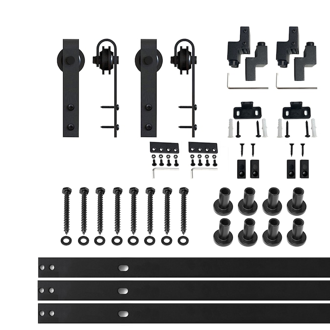 HOMACER 114-in Rustic Black Indoor J-strap Single Barn Door Hardware Kit