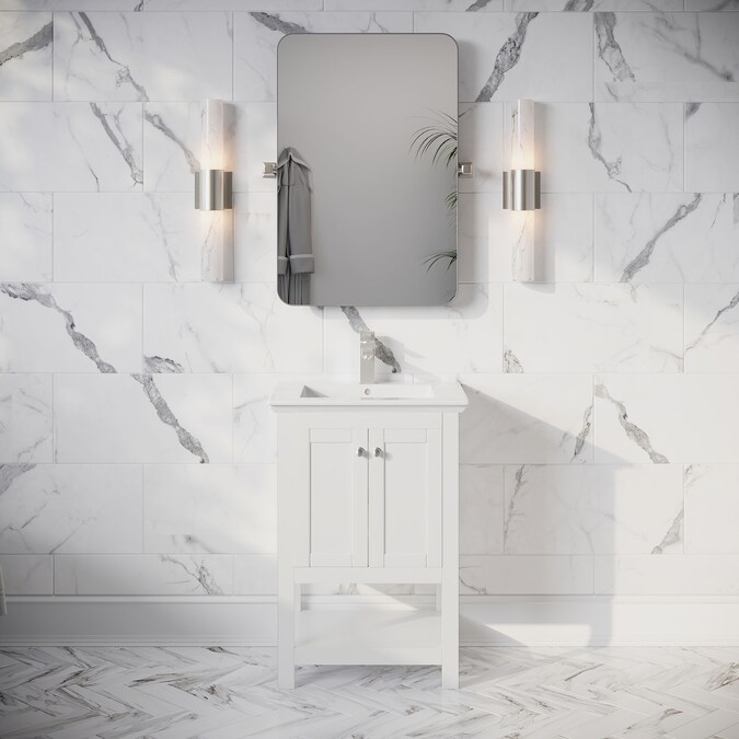 Fresca Manchester 24-in White Single Sink Bathroom Vanity with White Ceramic Top