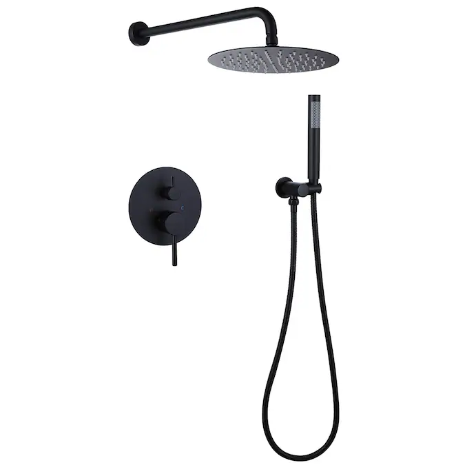 BWE A-98002 Shower Faucet Matte Black 1-handle Multi-function Round Shower Faucet Valve Included