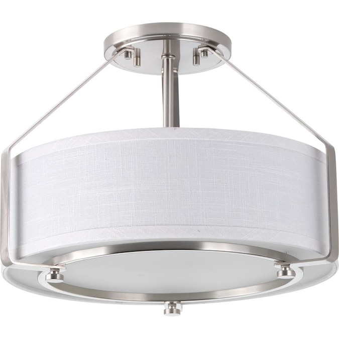 Progress Lighting Ratio 3-Light Brushed Nickel Transitional Drum Hanging Convertible Pendant/semi-flush