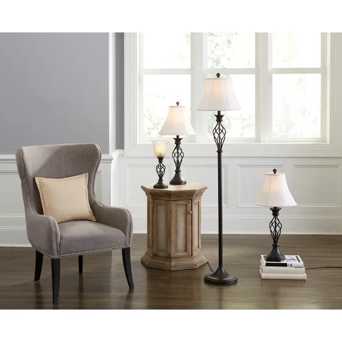allen + roth Clairiby Transitional Medium Base (e-26) Lamp Set with Off-white Shades