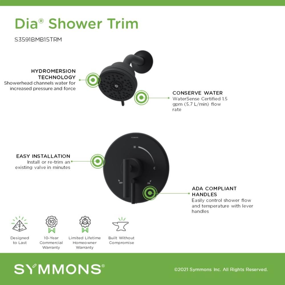 Dia Matte Black 1-handle Multi-function 3.94-Inches Round Shower Faucet - Image 3