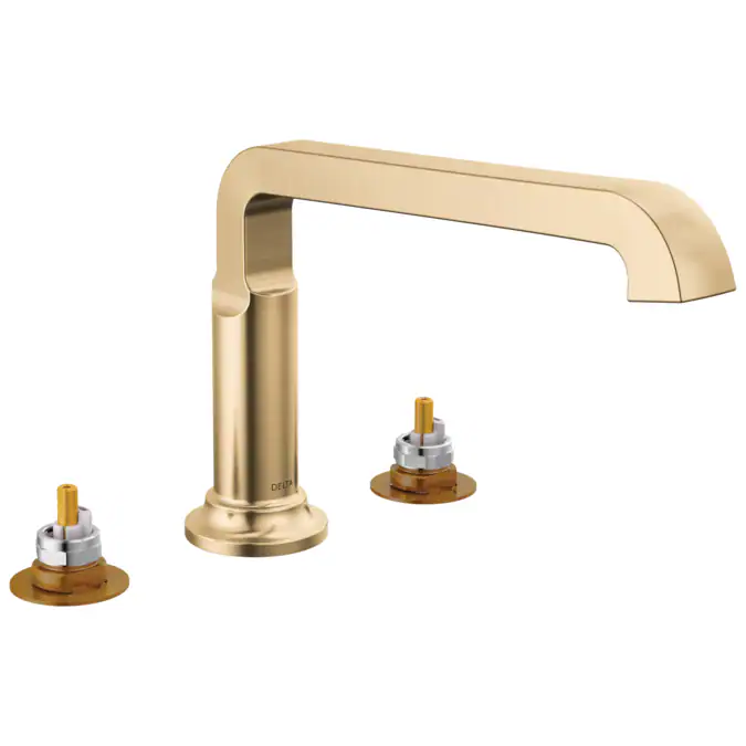 Delta Tetra Lumicoat Champagne Bronze Deck-mount Roman Low-arc Bathtub Faucet