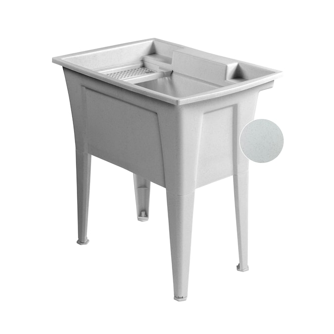 RuggedTub 32.25-in x 22-in 1-Basin White with Gray Speckles Freestanding Utility Tub