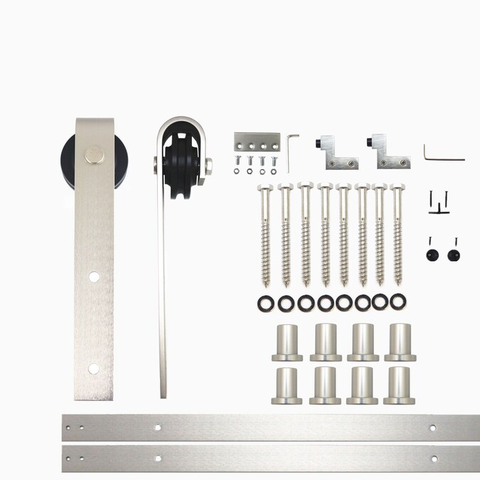 HOMACER 132-in Brushed Nickel Indoor J-strap Single Barn Door Hardware Kit