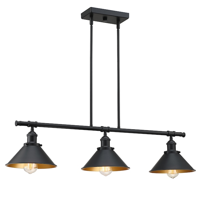WELLFOR TC Pendant Light 3-Light Matte Black Modern/Contemporary Linear Large Hanging Pendant Light