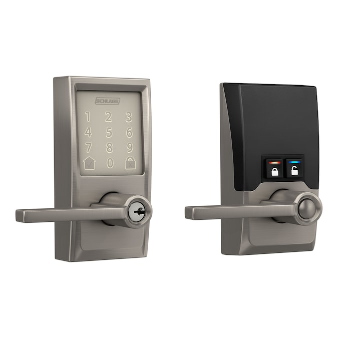 Schlage Encode Lever Century-Latitude Satin Nickel Smart Lock Electronic Handle with Wifi Bluetooth Touchscreen Keypad