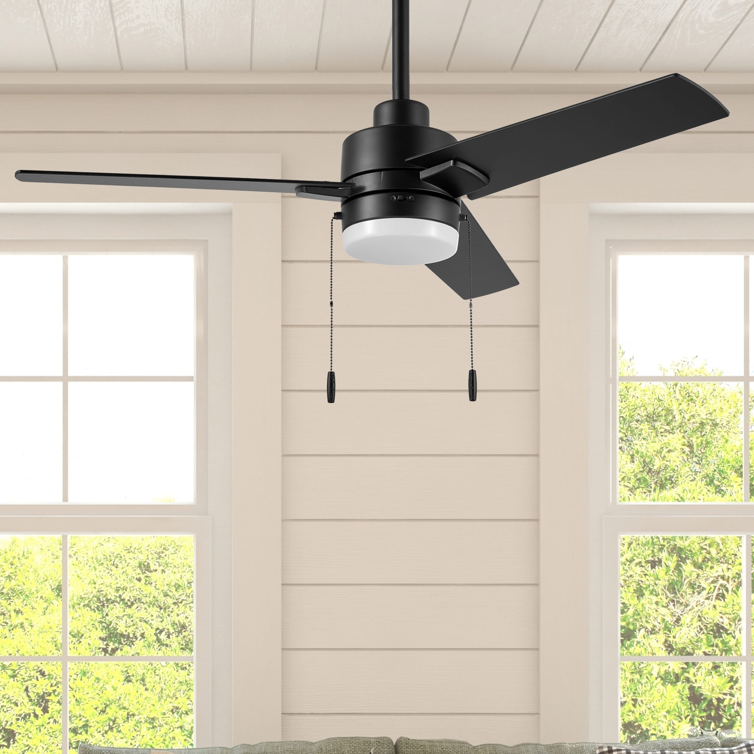 Brinson 44-in Integrated LED Black with Black/Dark Gray Walnut Blades Ceiling Fan With Light ( 3 -Blade )