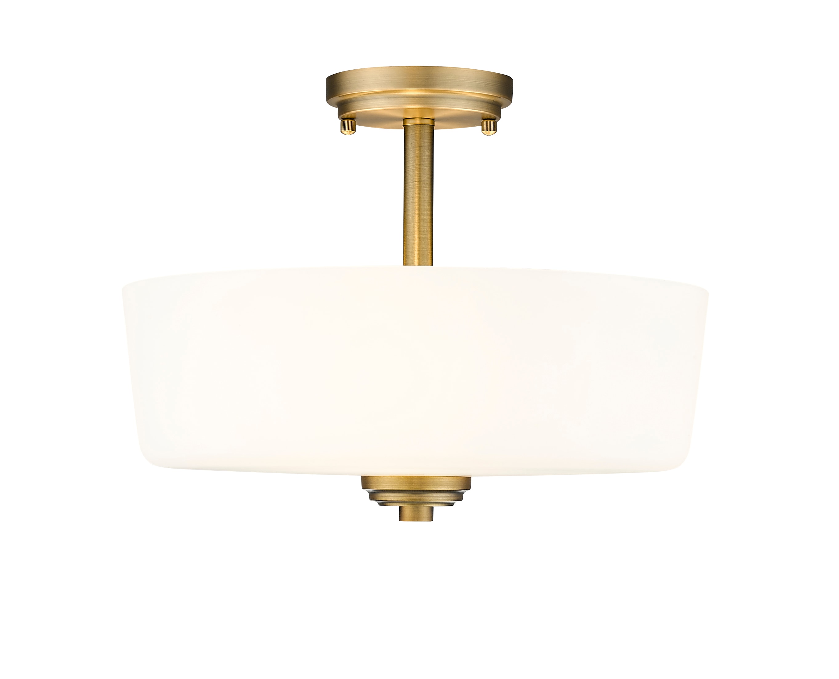 Arlington 3 -Light 14.75-in Satin Brass Semi Flush Mount Light - Image 2
