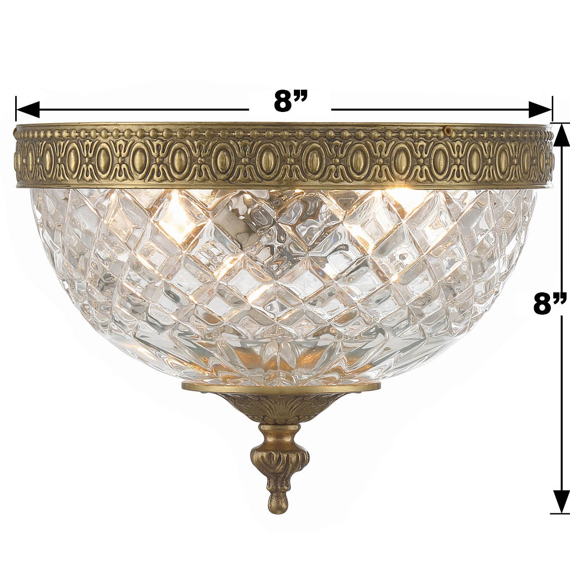 Ceiling Mount 2 -Light 8-in Antique Gold Flush Mount Light - Image 6