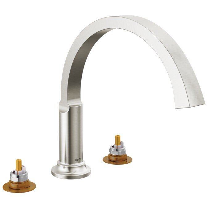 Delta Tetra Lumicoat Stainless Deck-mount Roman High-arc Bathtub Faucet