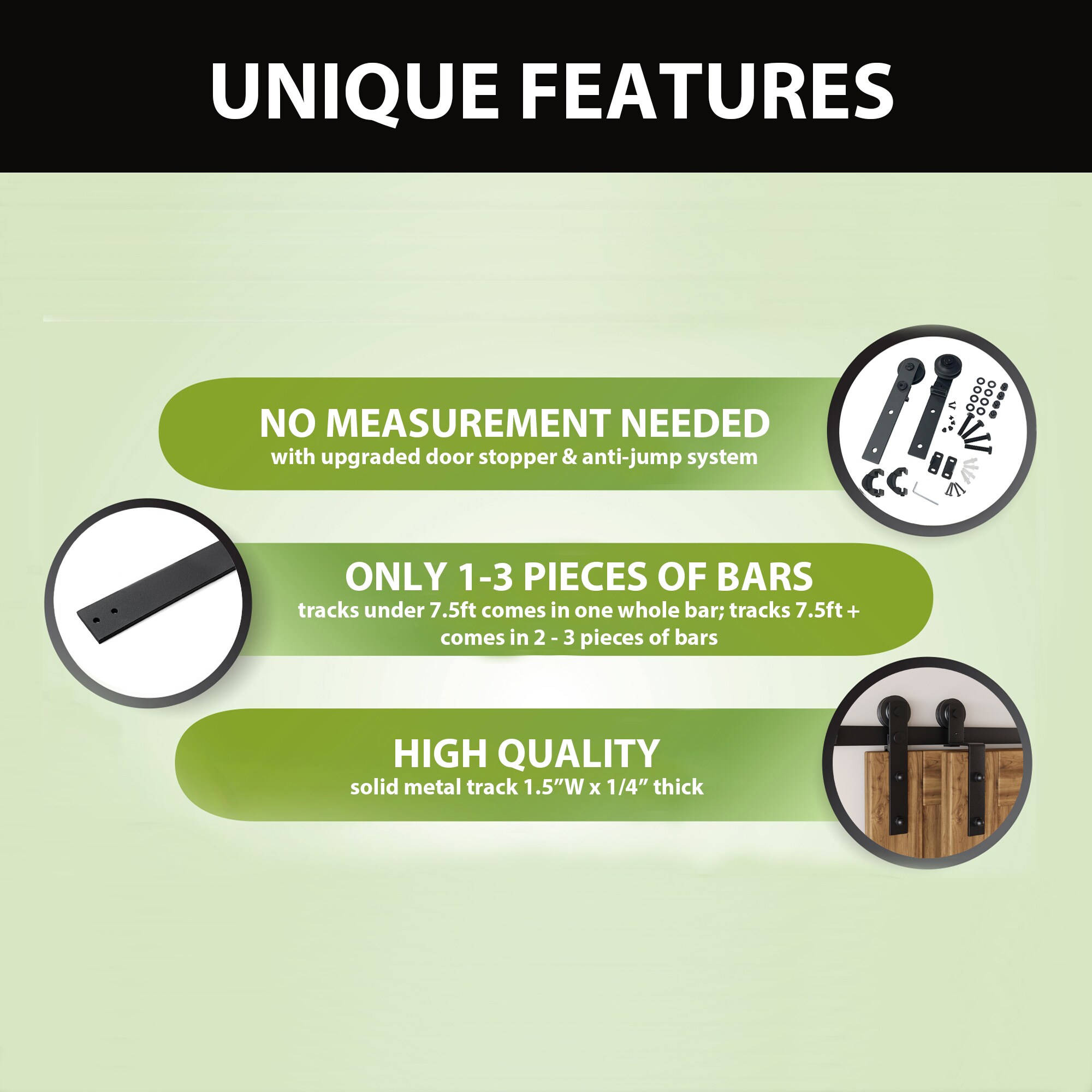 72-in Rustic black Black Indoor I-strap Double bypass Barn door hardware kit - Image 5