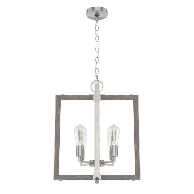 Hunter Woodburn 4-Light Brushed Nickel Modern/Contemporary Square LED Medium Hanging Kitchen Island Light