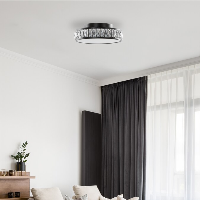 allen + roth Willow 1-Light 12.72-in Matte Bronze LED Flush Mount Light - Image 4