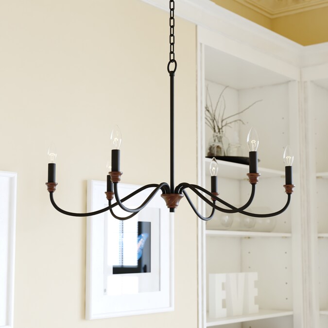 Cascadia Annabelle 6-Light Matte Black Farmhouse Dry rated Chandelier