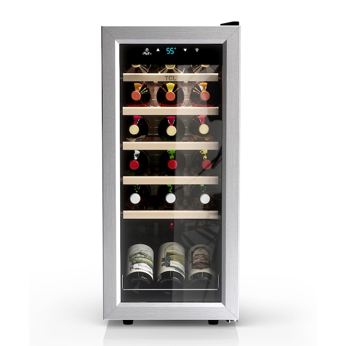 TCL 13.6-in W 18 -Bottles Stainless Steel Freestanding Indoor Wine Cooler