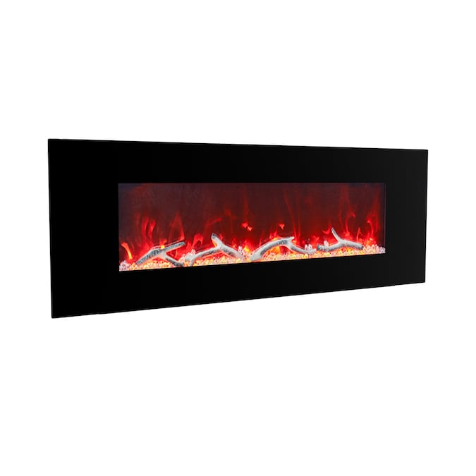 Mondawe 50-in W Black Fan-forced Wall-mount Electric Fireplace with Remote Control Included - Image 3
