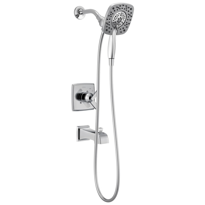Delta Ashlyn Chrome 2-handle Multi-function Round Bathtub and Shower Faucet Valve Included