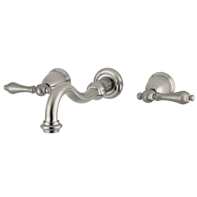 Kingston Brass Restoration Brushed Nickel 2-handle Wall-mount Low-arc Bathtub Faucet (Valve Included)