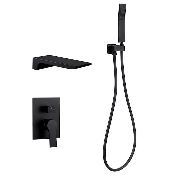 Cobbe Black 1-handle Handheld Rectangle Bathtub and Shower Faucet Valve Included