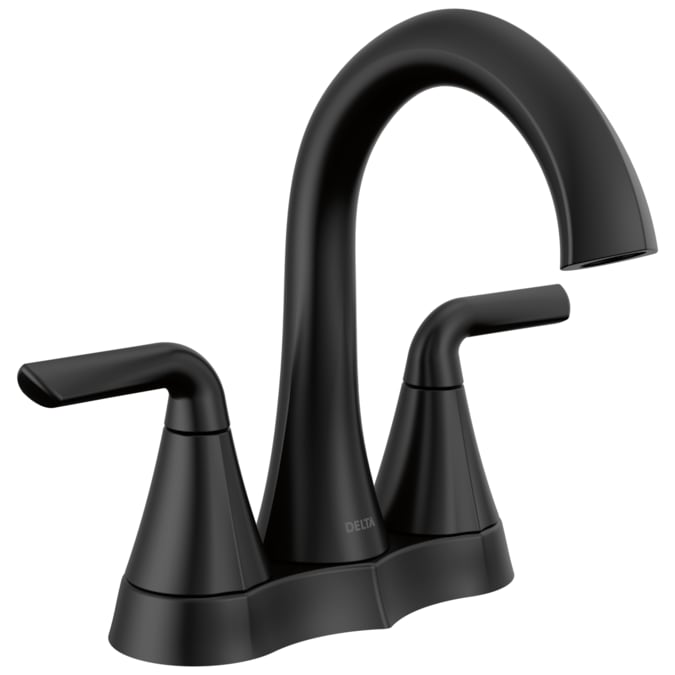 Delta Eldren Matte Black 4-in centerset 2-Handle WaterSense Bathroom Sink Faucet with Drain