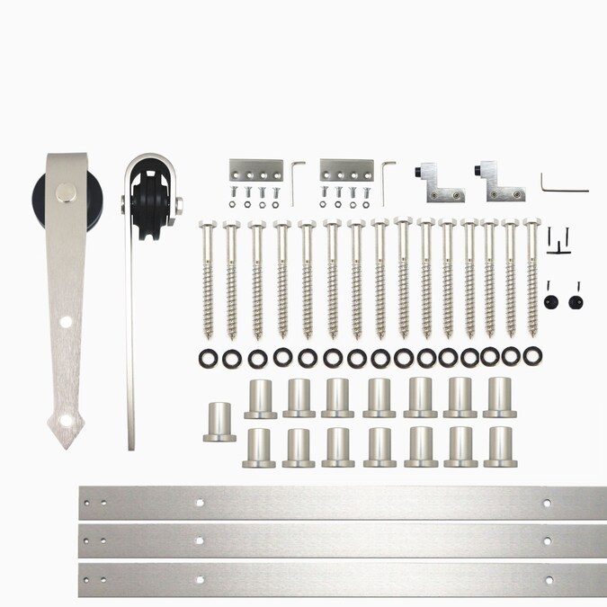 HOMACER 216-in Brushed Nickel Indoor Arrow Single Barn Door Hardware Kit