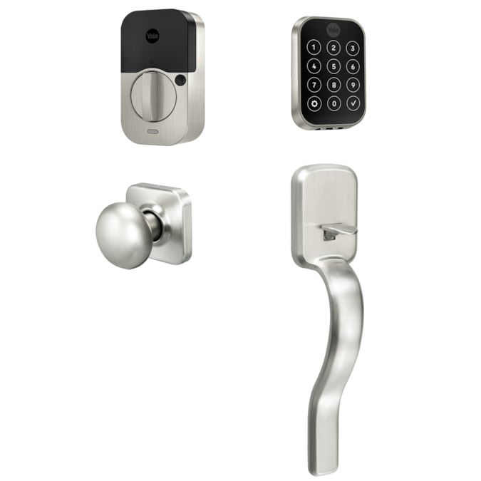 Yale Assure Lock 2 Ridgefield Bundle Satin Nickel Smart Lock Electronic Deadbolt and Handleset with Wifi Bluetooth Touchscreen Keypad