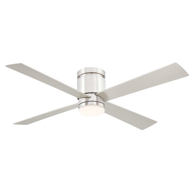 Fanimation Kwartet 52-in Brushed Nickel Color-changing Integrated LED Indoor/Outdoor Flush Mount Ceiling Fan with Light and Remote (4-Blade)