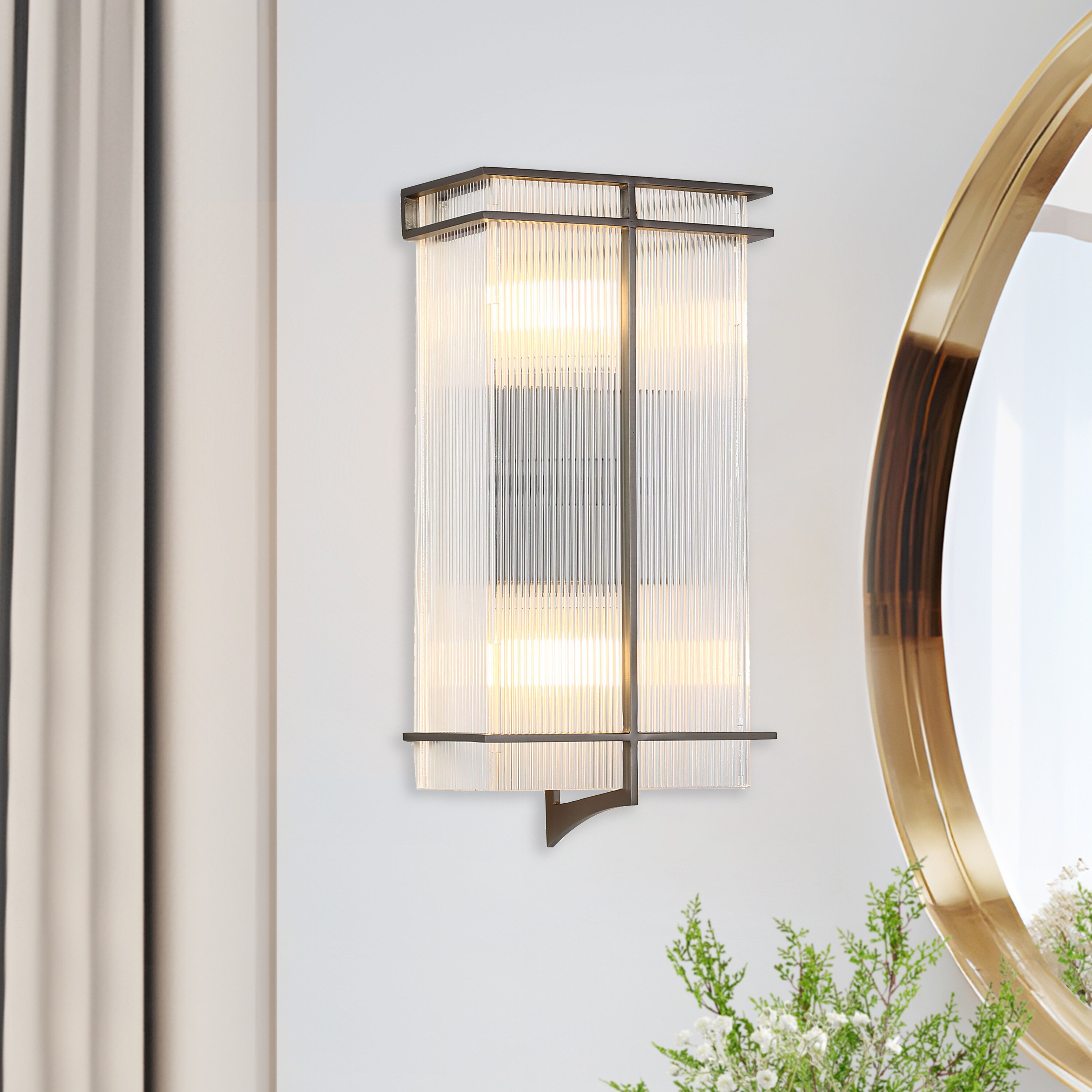 Westystuer 7.5-in W 2 -Light Brushed Black Wall Sconce