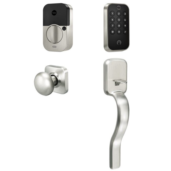 Yale Assure Lock 2 Ridgefield Bundle Satin Nickel Smart Lock Electronic Deadbolt and Handleset with Wifi Bluetooth Keypad