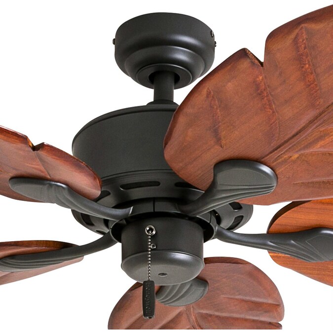 Honeywell Willow View 52-in Bronze with Dark Cherry Carved Wood Blades Indoor Downrod or Flush Mount Ceiling Fan Light Kit Compatible (5-Blade) - Image 7