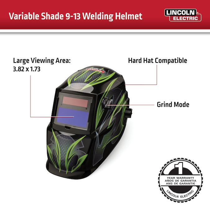 Lincoln Electric Auto Darkening Variable Shade Green Welding Helmet - Image 2
