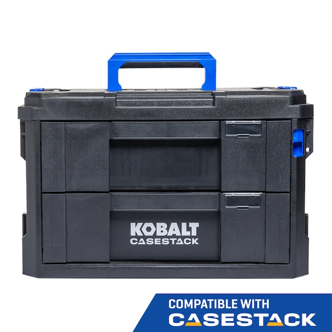 Kobalt CASESTACK 14.16-in W x 21-in H x 13.5-in D 2-Drawer Black Plastic Tool Box