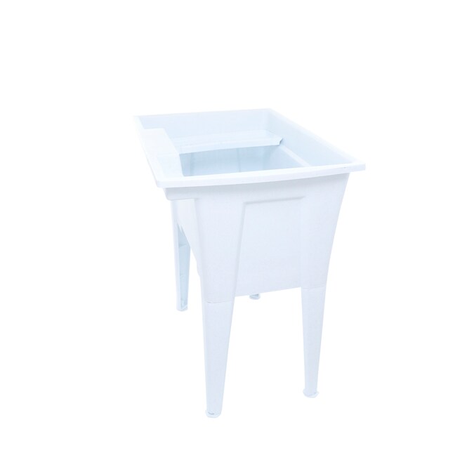 RuggedTub 32.25-in x 22-in 1-Basin White with Gray Speckles Freestanding Utility Tub - Image 3
