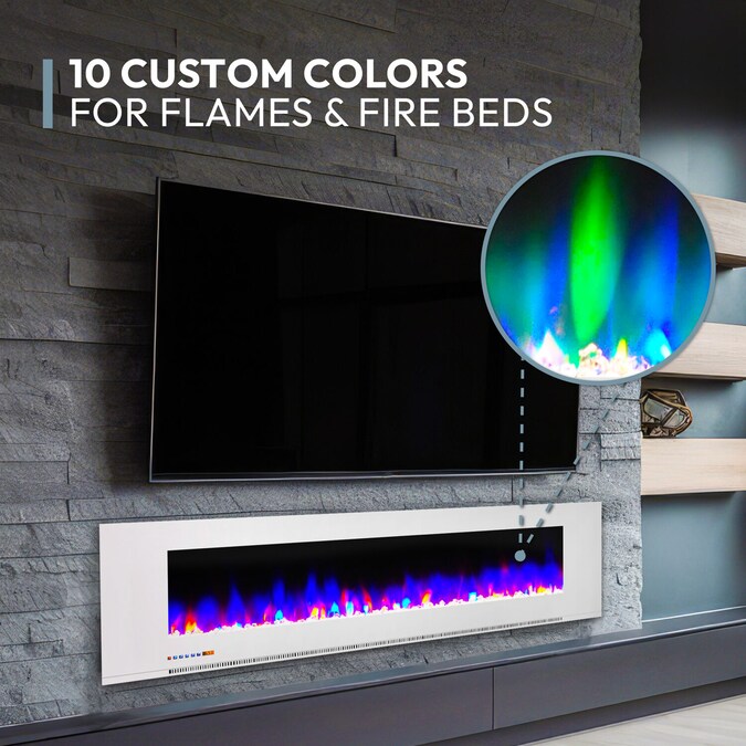 Cambridge 72-in W White Fan-forced Wall-mount Electric Fireplace with Remote Control Included - Image 6