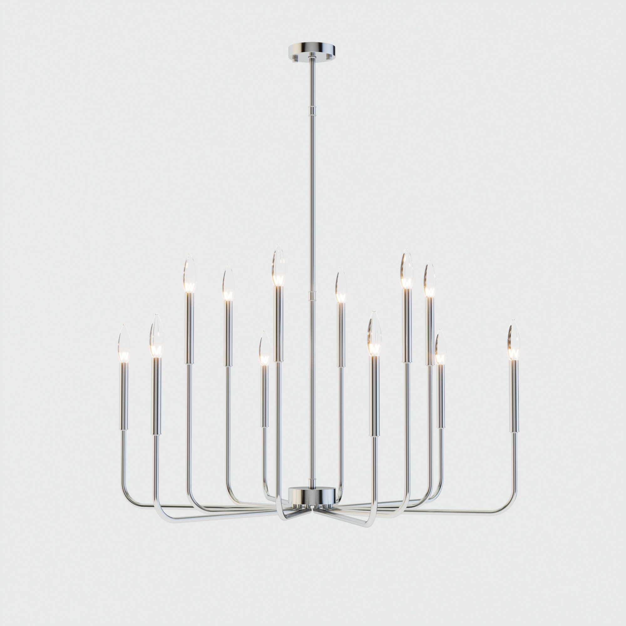 Boise 12 -Light Brushed Nickel Traditional Bare bulb For Use in Bedrooms, Dining Rooms, Foyers, Kitchens, Living Rooms Chandelier