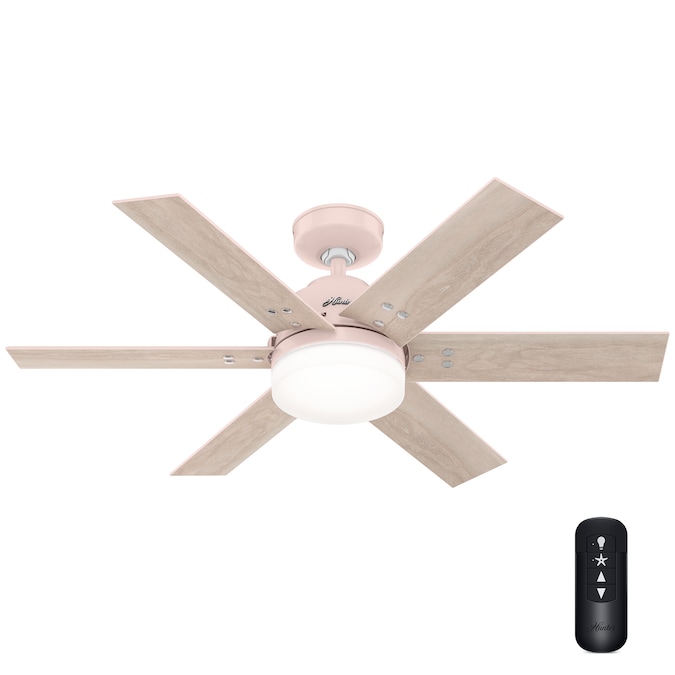 Hunter Pacer 44-in Blush Pink with Blush Mango Wood Blades LED Indoor Ceiling Fan with Light and Remote (6-Blade)
