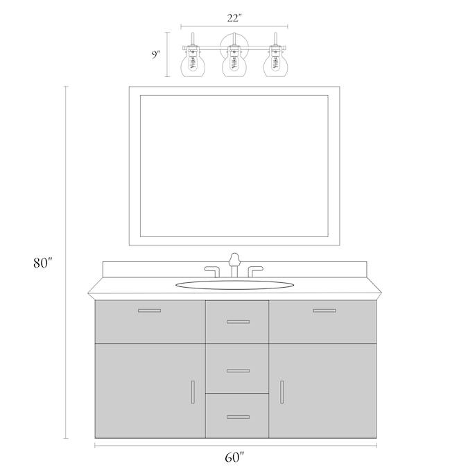 LNC Pursuit 22-in 3-Light Matte Gold LED Modern/Contemporary Vanity Light Bar - Image 9