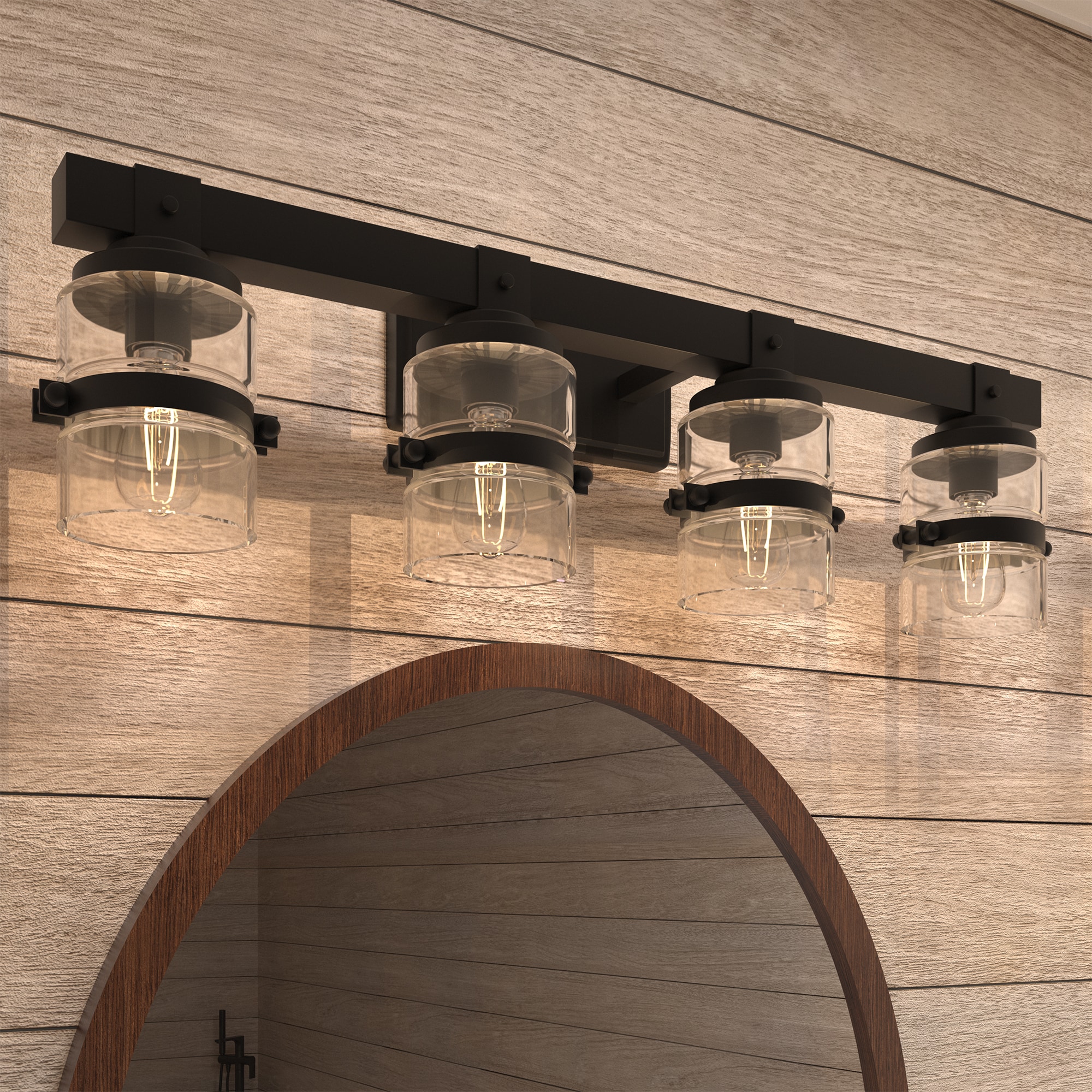 Rustic 32.04-in 4 -Light Matte Black Rustic Vanity light