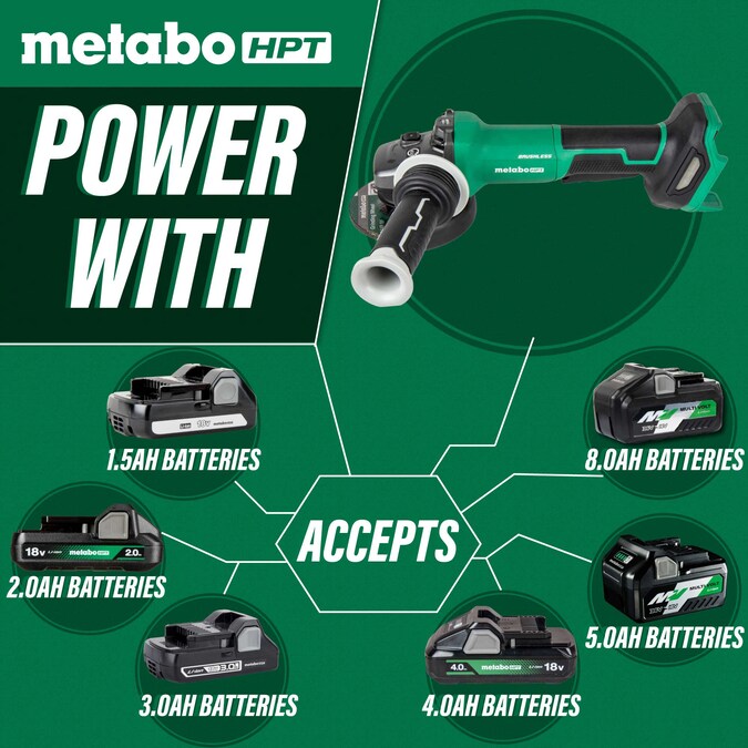Metabo HPT MultiVolt 4.5-in 18-volt Paddle Switch Brushless Cordless Angle Grinder (Tool Only) - Image 4